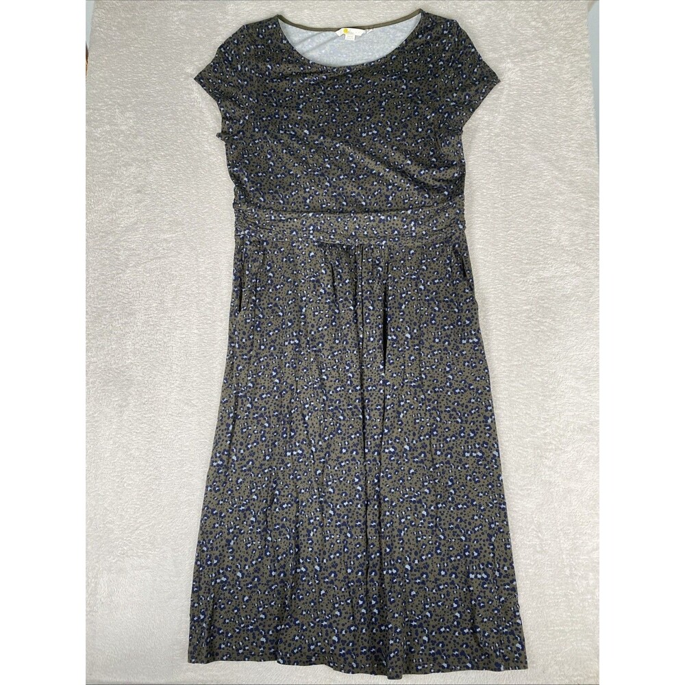 Boden Midi Drop Waist Jersey Knit Dress Women's 10L Animal Print Cap Sleeves